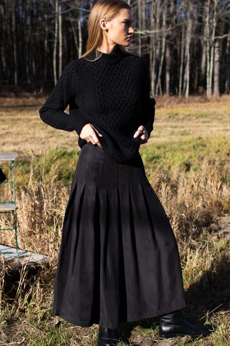 Atelier Pleated Maxi Skirt in Black, from Emerson Fry